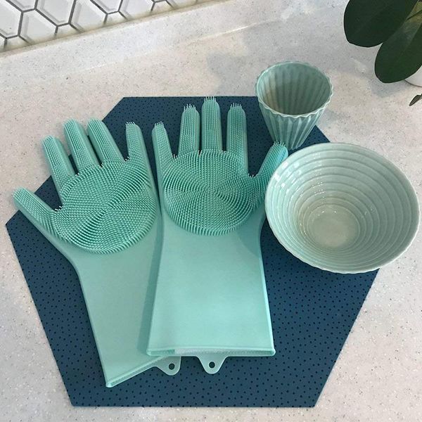 

disposable gloves 2pcs multifunctiona sponge cleaning silicone dishwashing scrubber dish washing home el imported pure silicaraw