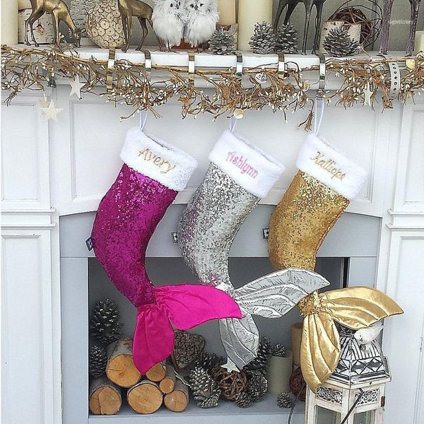 

christmas decorations santa claus candy bag gift sequin large stockings children tree decoration pendant socks1