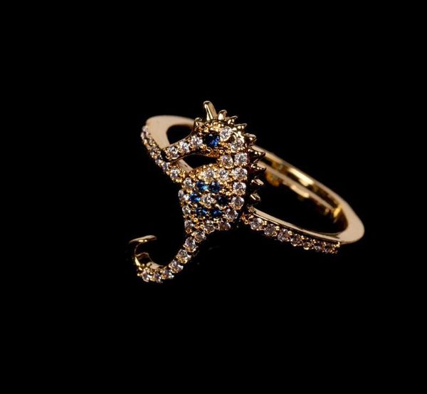 

wedding rings lucky hippocampus ring exquisite unique ins trend special index finger ladies, Slivery;golden