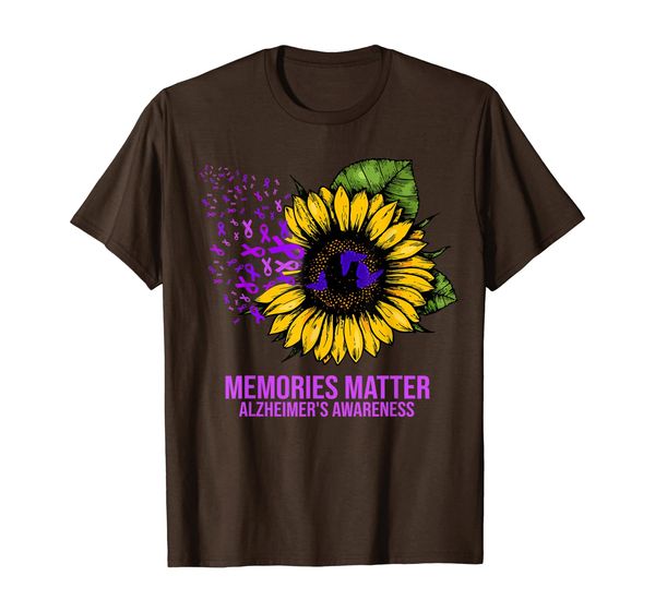 

support end alz costume alzheimer's awareness sunflower gift t-shirt, White;black