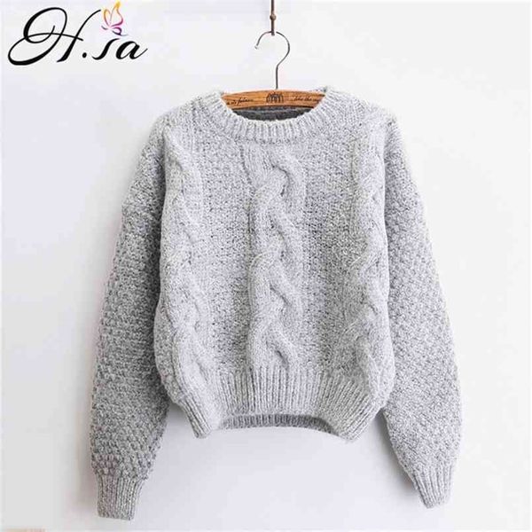 

h.sa women sweaters warm pullover and jumpers crewneck mohair twist pull autumn knitted christmas 210914, White;black