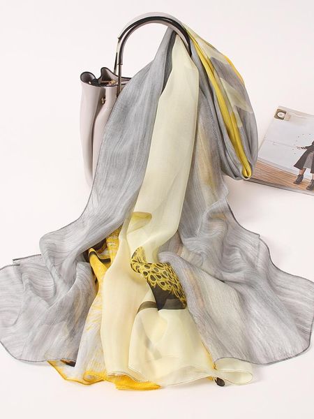 

scarves 100% pure silk long scarf women foulard femme natural hangzhou shawl wrap for ladies luxury echarpe print head, Blue;gray