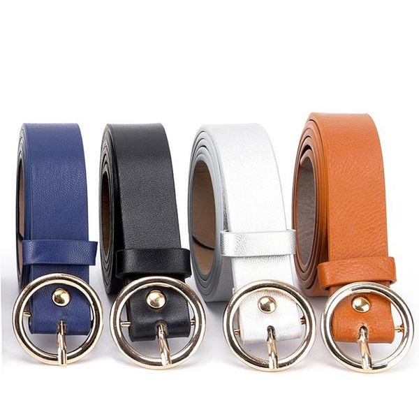 

belts leather for women fashion jeans classic retro simple round buckle female pin denim dress sword goth luxury punk gothic, Black;brown