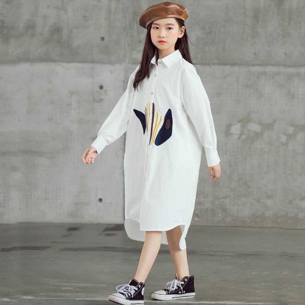 

100% cotton teens girls shirts dress summer autumn mother and daughter clothes long sleeve shirt kids dresses, White;black