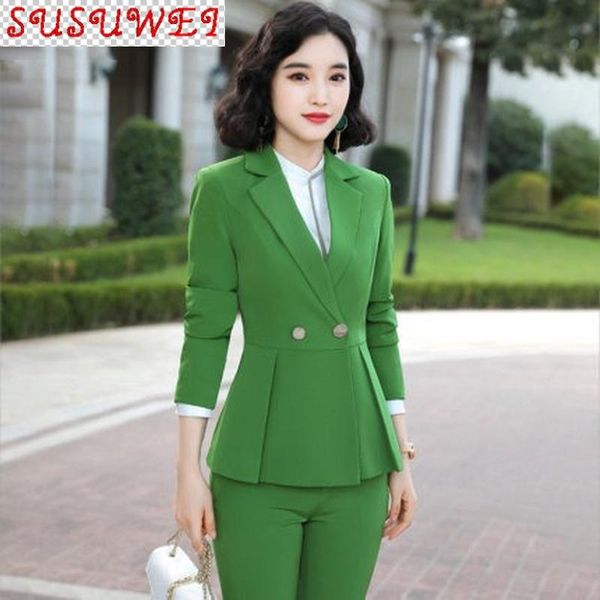 

autumn and winter professional women's suits temperament workwear slim fit interview formal two-piece pants suit two piece, White