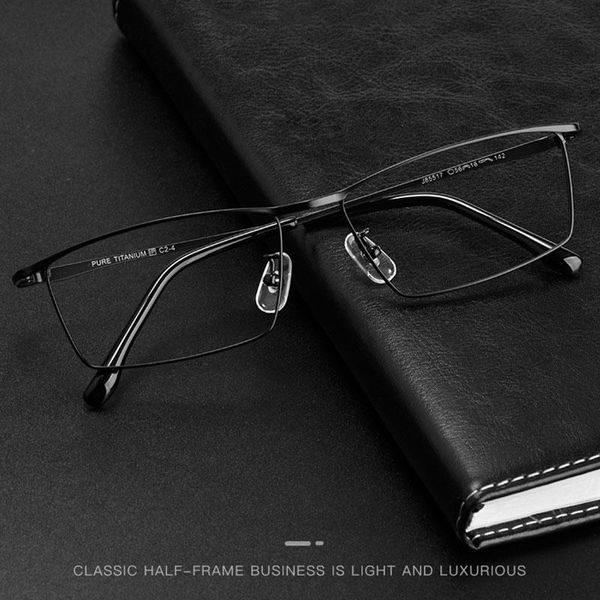 

fashion sunglasses frames pure titanium frame glasses full rim eye optical eyewear and shortsighted spring hinges men style, Black