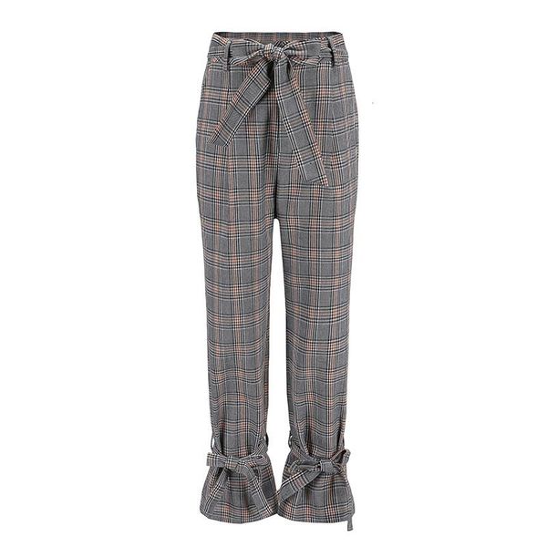 

women's pants & capris yinlinhe plaid pant female high wait bow knot office ladies suit women spring 2021 autumn casual trousers 769, Black;white