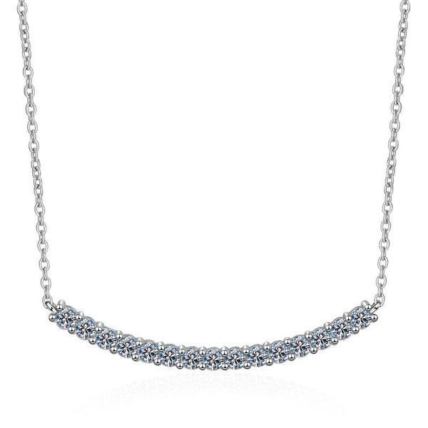 

chains 925 sterling silver moissanite diamond arc row necklaces love smile girls necklace women wedding engagement jewelry gifts