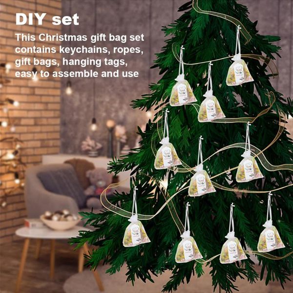 

christmas decorations diy drawstring candy biscuit pouches kit heart shaped keychain hanging wedding gift bags party supplies
