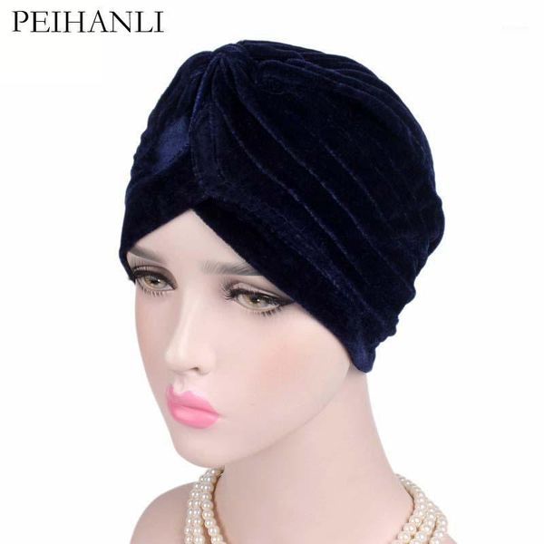

fashion style women gorgeous stretch velvet turban solid color headwrap female wrinkle comfortable chemo cap1