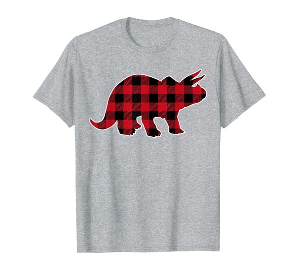 

dino family | red plaid buffalo matching family pajama t-shirt, White;black