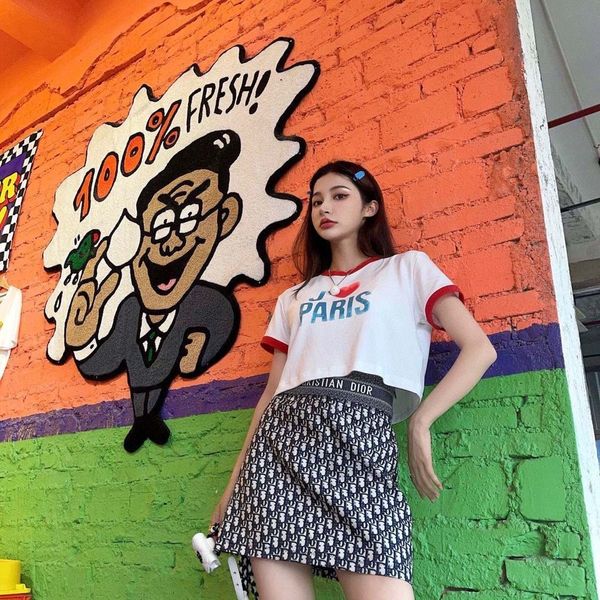 

brand european flower series printed skirt 21 summer new fashion high waist ribbon a-line skirt[finished on june 30], Black