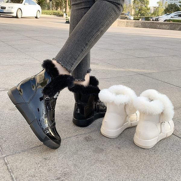 

boots women's winter boots with fur, warm snow shoes waterproof byyx, Black