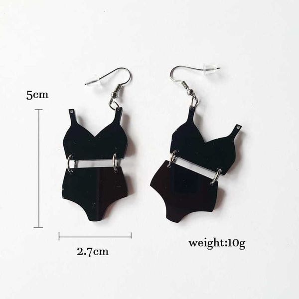 

acryl black finger underwear dangle earrings, Golden