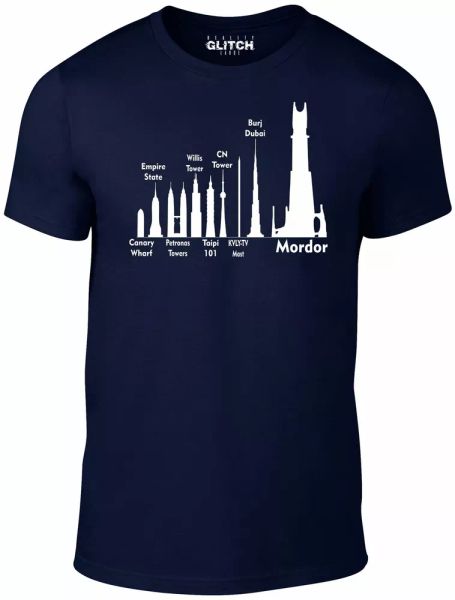 

mordor size guide men's t-shirt tolkein gondor hobbit inspired, White;black