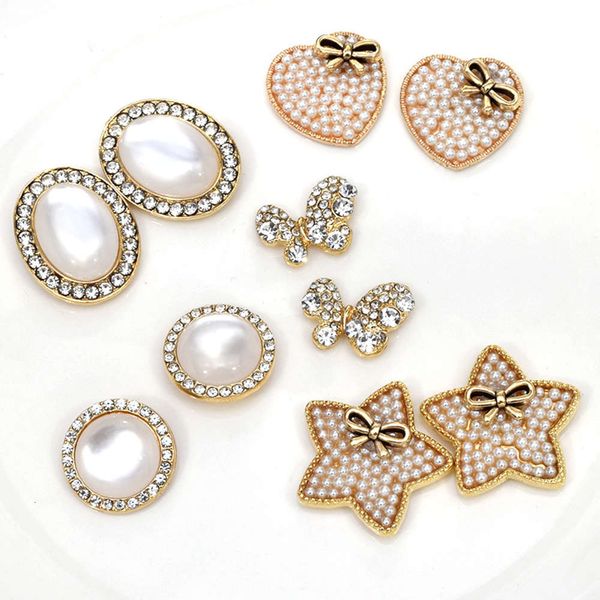 

hairpin imitation pearl water alloy drill disc diy hand made hairpin bb accessories net red temperament side clip material, Golden;silver