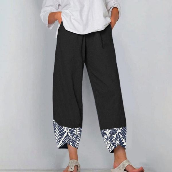 

summer women pants casual loose oversized elastic waist fashion print wide leg female ladies trousers harajuku style plus size women's, Black;white