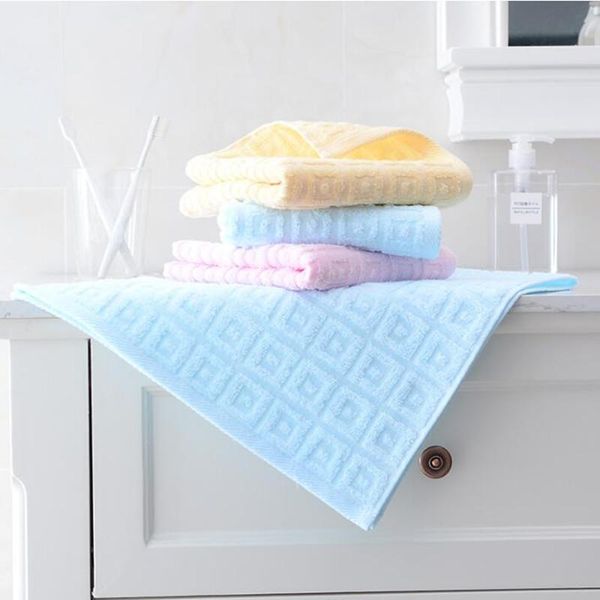 

towel 4pcs 100% cotton face blue 2 yellow 1 pink absorbent soft solid for adu
