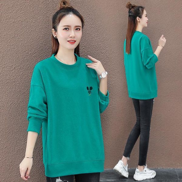 

women's hoodies & sweatshirts round neck women spring and autumn 2021 loose casual long sleeve jacket coat tide pullovers top, Black