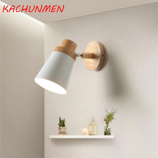 

wall lamp nordic solid wood bedroom light modern minimalist macaron led creative living room indoor lighting ac85-265v
