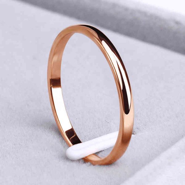 

ring cacana stainless steel rose gold anti-allergy smooth simple wedding couples rings bijouterie, Silver