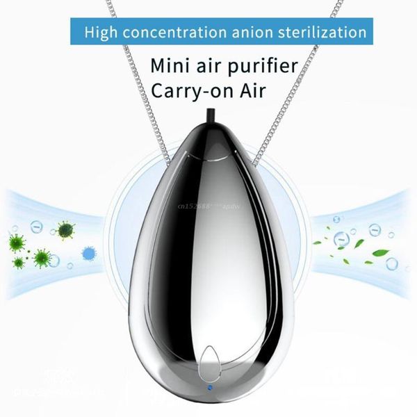 

car air freshener 28tb portable hang neck negative ion purifier deodorizer low noise rechargeable