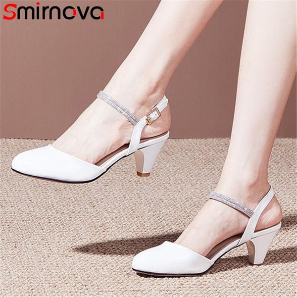 

smirnova 2021 arrive women sandals pointed toe buckle crystal strange high heel classic casual party shoes ladies summer, Black