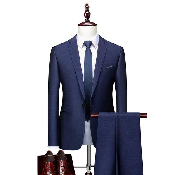 

men's suits & blazers (blazer+ pants)2 piece wedding suit male slim fit business office men set solid color daily, White;black