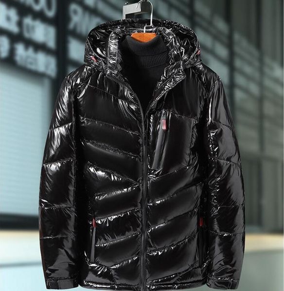 

men's down & parkas 2021 winter men jacket casual parka bright leather outwear waterproof thicken warm stand collar coat, Black