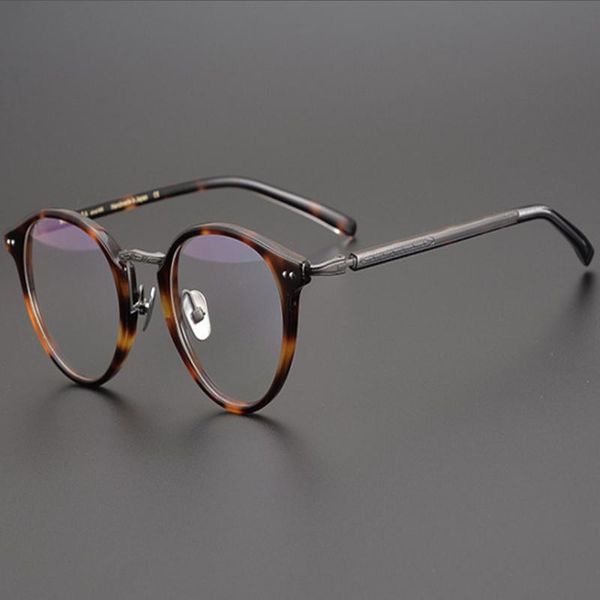 

fashion sunglasses frames vintage japanese handmade acetate eyeglasses ultralight men pure titanium myopia eyewear retro optical glasses for, Black