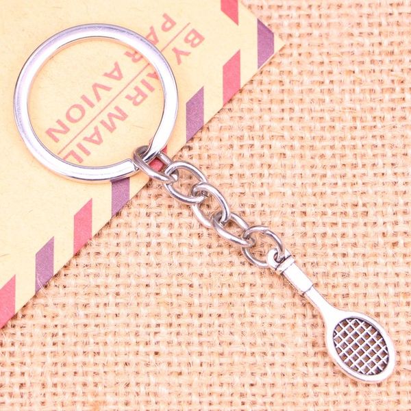 

20pcs new fashion keychain 29x10mm tennis racket pendants diy men jewelry car key chain ring holder souvenir for gift, Slivery;golden