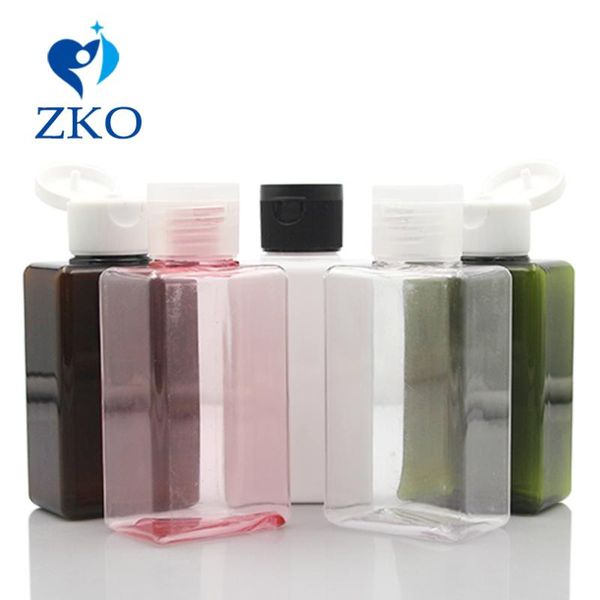 

5pcs/lot 100ml petg flip cap cosmetic makeup cream container empty emulsion shampoo lotion travel refillable square bottles storage & ja