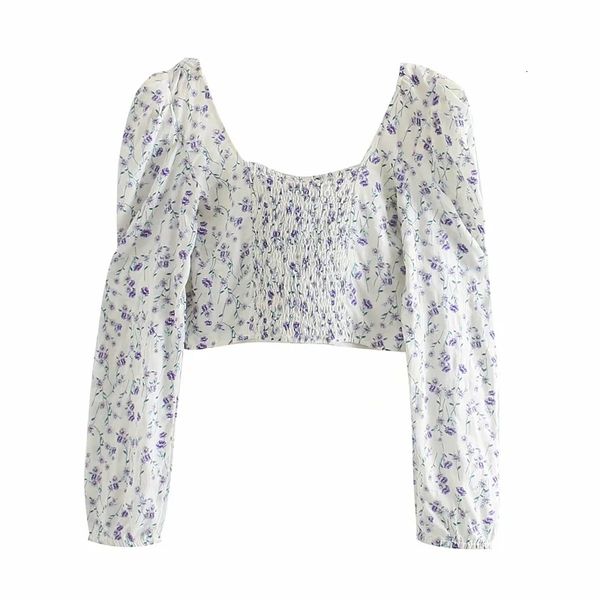 

long sleeve women blouses shirts autumn women's clothing, flower print short-cut jacket, White