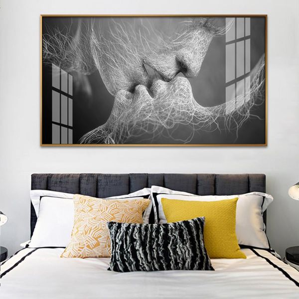 

paintings trends kissing couples romantic love posters abstract canvas painting black and white wall art pictures home decor poster