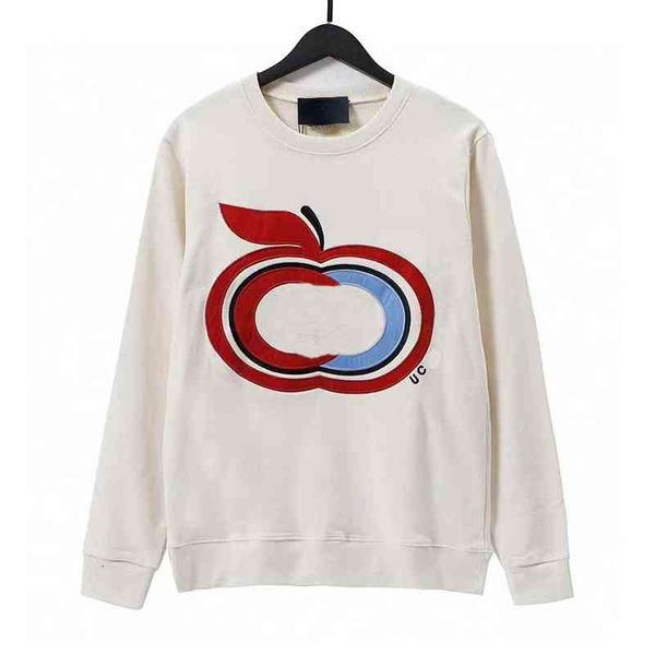 

men's hoodies sweatshirts plus size t-shirt 2021 recover new six color apple print around the neck trui for male and female couples stu, Black