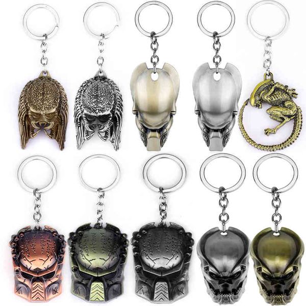

movie alien vintage avp ornaments alien predator keychains classic accessories for women men jewelry metal keyrings-50, Silver