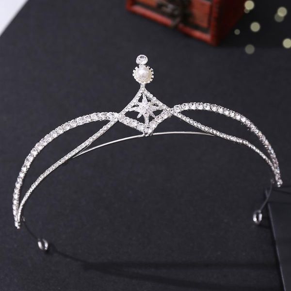 

hair clips & barrettes baroque luxury simple geometric crystal pearls bridal tiaras crown rhinestone pageant diadem headband wedding accesso, Golden;silver
