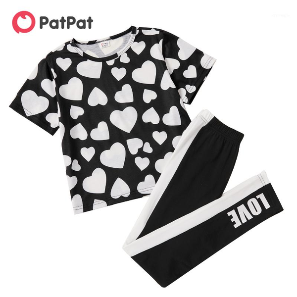 

clothing sets patpat 2021 arrival fashionable kid girl heart print set, White