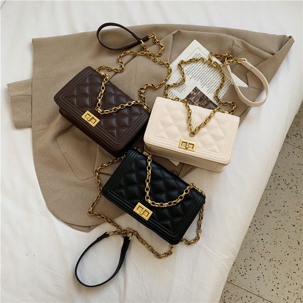 

crossbody bags small pu leather for women 2021 spring summer handbags lady gold chain shoulder purses designer
