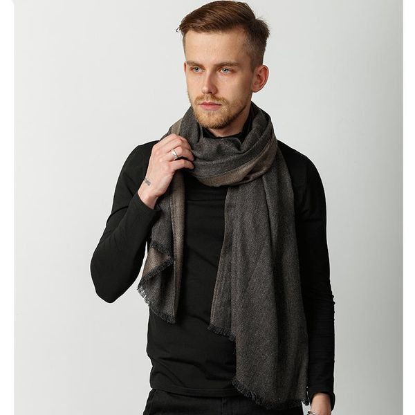 

scarves winter cashmere scarf for men warm wool russian shawl cotton tassel black blanket gentleman gift, Blue;gray