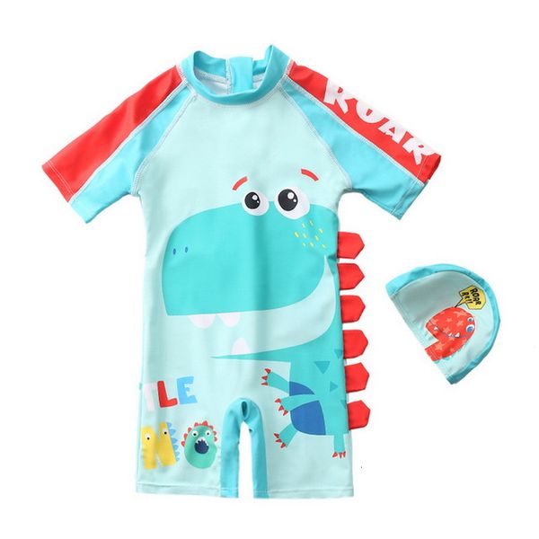 

one-pieces summer kids boys swimwear one piece cartoon dinosaur swimsuit with cap children cute style clothes e8017 krvl, Black