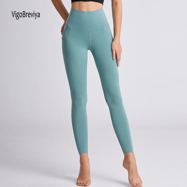 

vigobreviya high waist tummy contral pocket sport yoga pants clothing impact workout legging push up running leggins female outfits, White;red