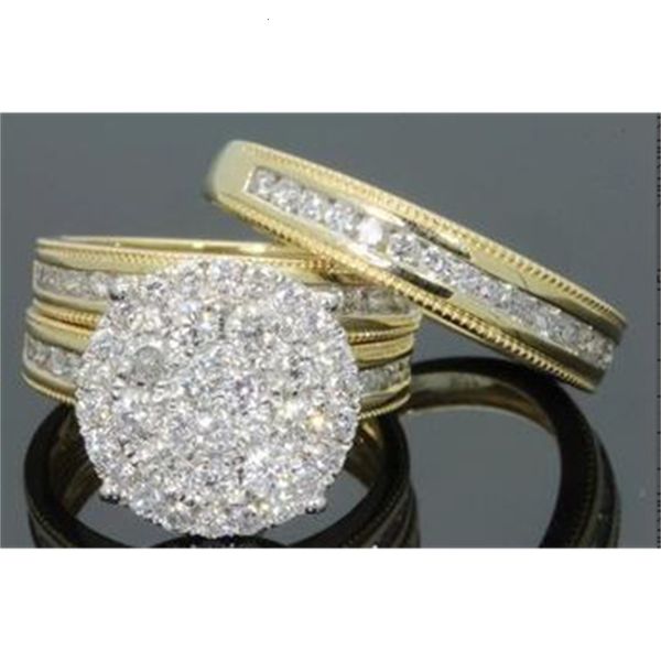 

weixu micro diamond ring women's 18k plated engagement set, Silver