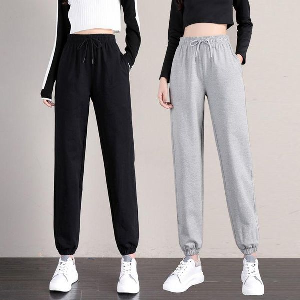 

women's pants & capris cotton sweatpants summer models korean version loose thin students' feet 2021 trend casual spring autumn, Black;white