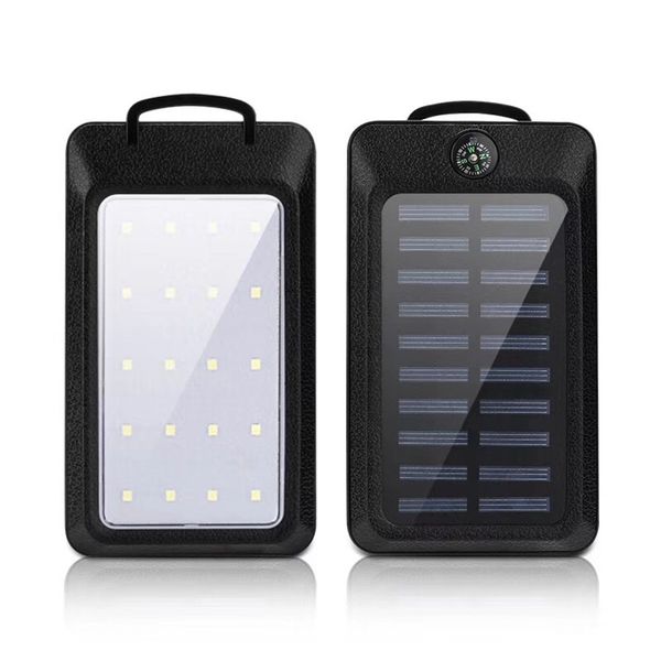 Banco de energia solar de 20000mAh 2 carregador de porta USB Bateria de backup externo com caixa de varejo para celular samsung