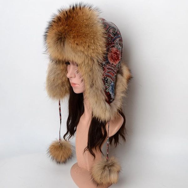 

berets natural fur hat ladies winter fashion leisure business warm ski 100% real raccoon, Blue;gray