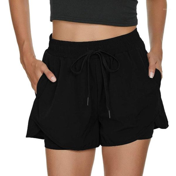 

women's run yoga shorts elastic wasit workout with liner pockets sport women leggings sports training 40# outfit