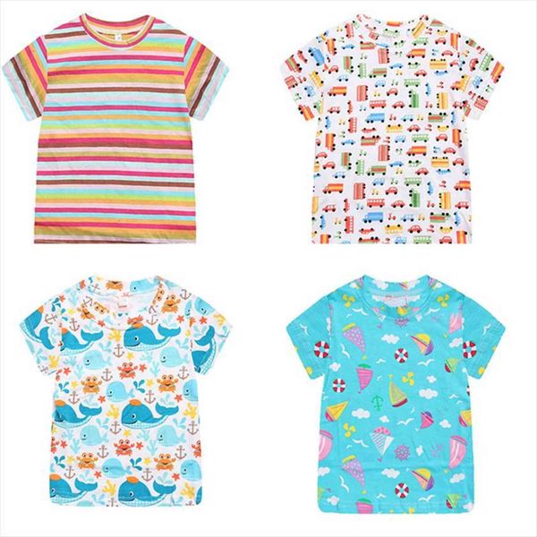 

baby girls t shirt summer clothes casual cartoon rainbow cotton tees kids clothing short sleeve 1 7t, Blue