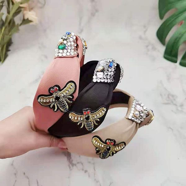 

bee hair accessories baroque jeweled pearl headband for women girls crystal rhinestone elegant hairbands 9 colors