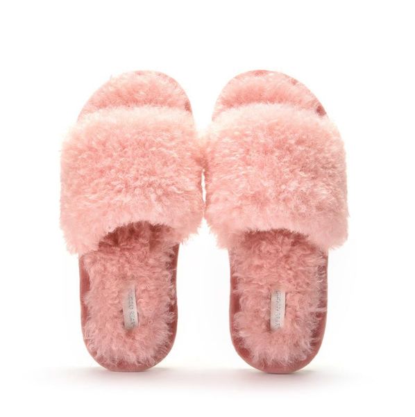 

white furry slippers home faux wool fur women fluffy slides ladies indoor flip flops with plush house shoes, Black